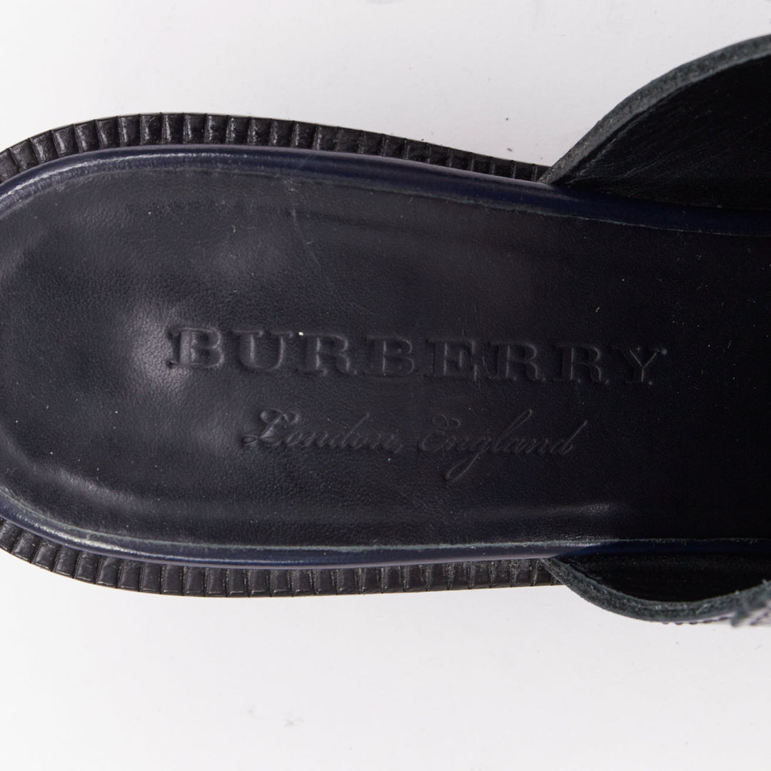 BURBERRY 2018 RUnway Beckshill Contrast navy red fringed brogues mules EU38