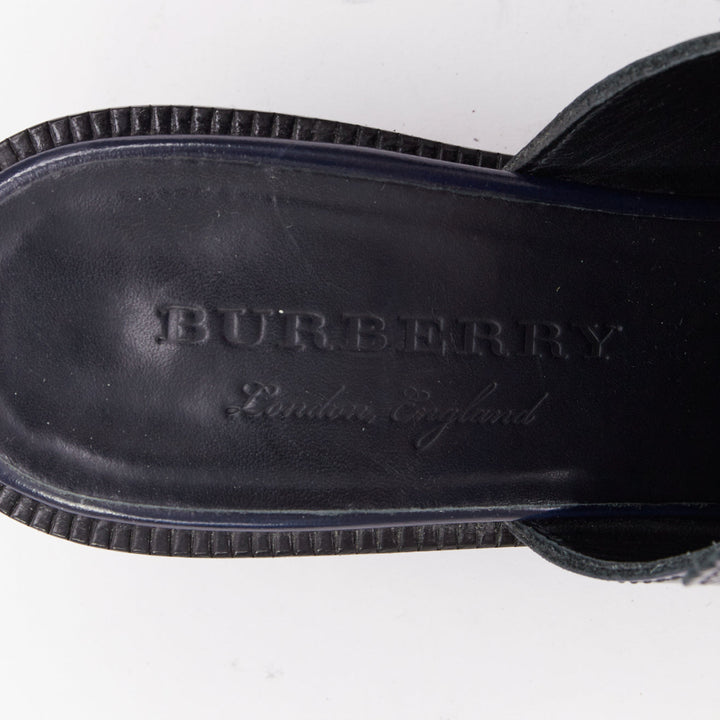 BURBERRY 2018 RUnway Beckshill Contrast navy red fringed brogues mules EU38