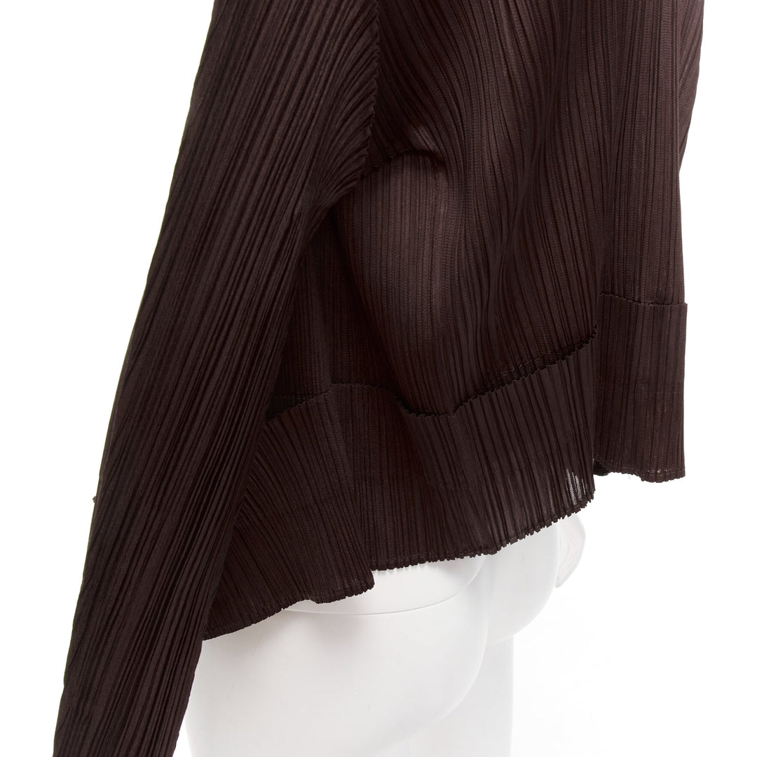 ISSEY MIYAKE Pleats Please dark brown plisse 3D cut cardigan jacket JP3 L