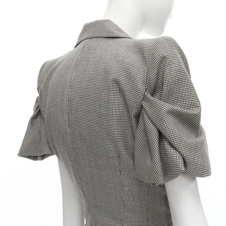 JOHN GALLIANO 1995 Vintage grey houndstooth padded hip jacket skirt Madonna IT40