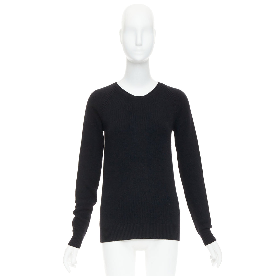 STELLA MCCARTNEY black virgin wool cashmere raglan sweater IT34 XXS