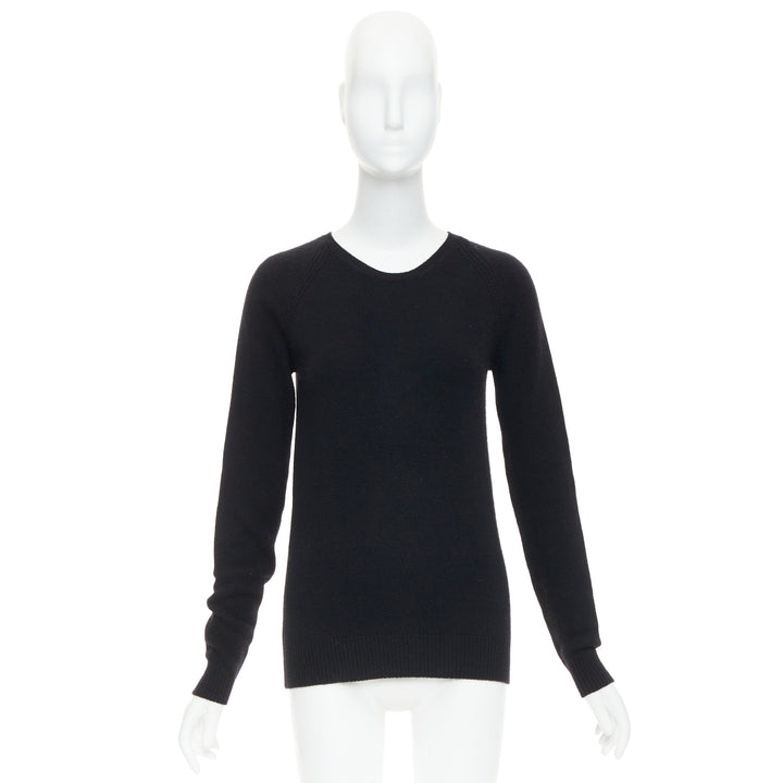 STELLA MCCARTNEY black virgin wool cashmere raglan sweater IT34 XXS