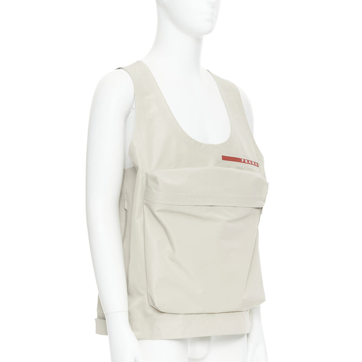 PRADA Linea Rossa LR-MX019 Technical fabric beige large pocket utility vest M