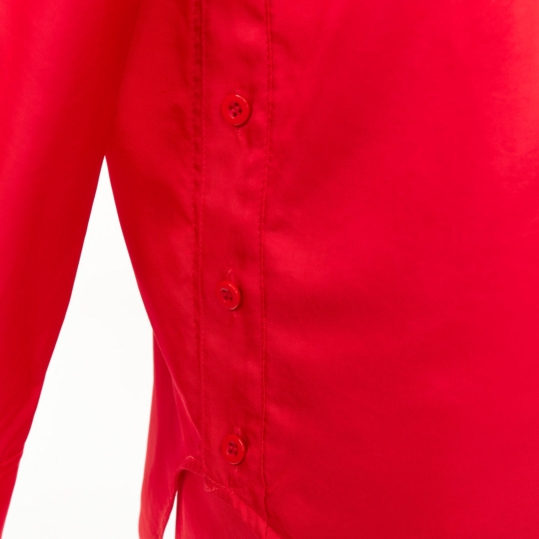 SAMUEL GUI YANG LABELHOOD red satin green button chinois sleeve top skirt set