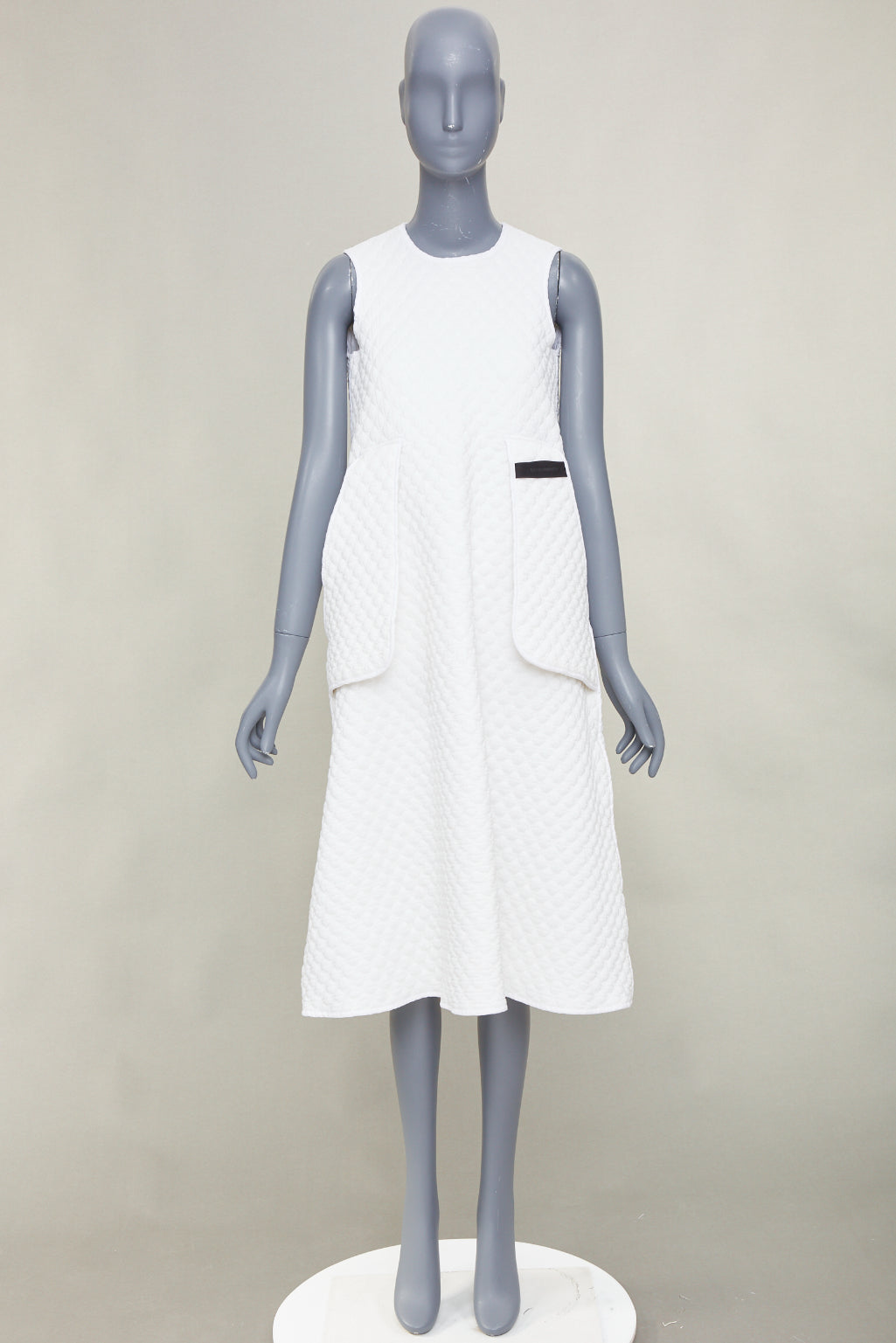 MELITTA BAUMEISTER white diamond quilted front pocket midi tent dress S