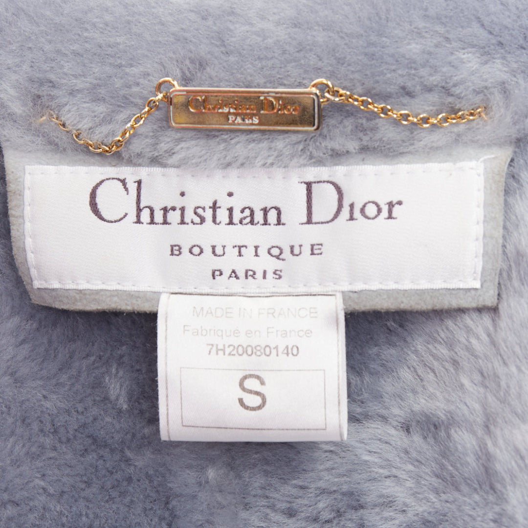 CHRISTIAN DIOR Vintage 2017 John Galliano powder blue dyed rabbit fur coat S