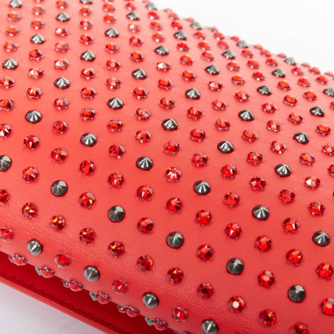 VERSACE Palazzo Medusa red strass crystal stud embellished leather crossbody bag