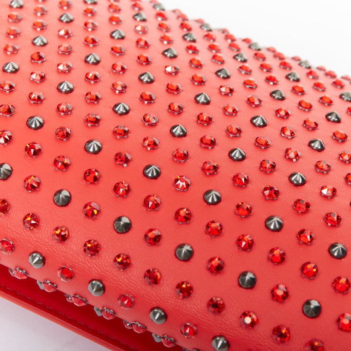VERSACE Palazzo Medusa red strass crystal stud embellished leather crossbody bag