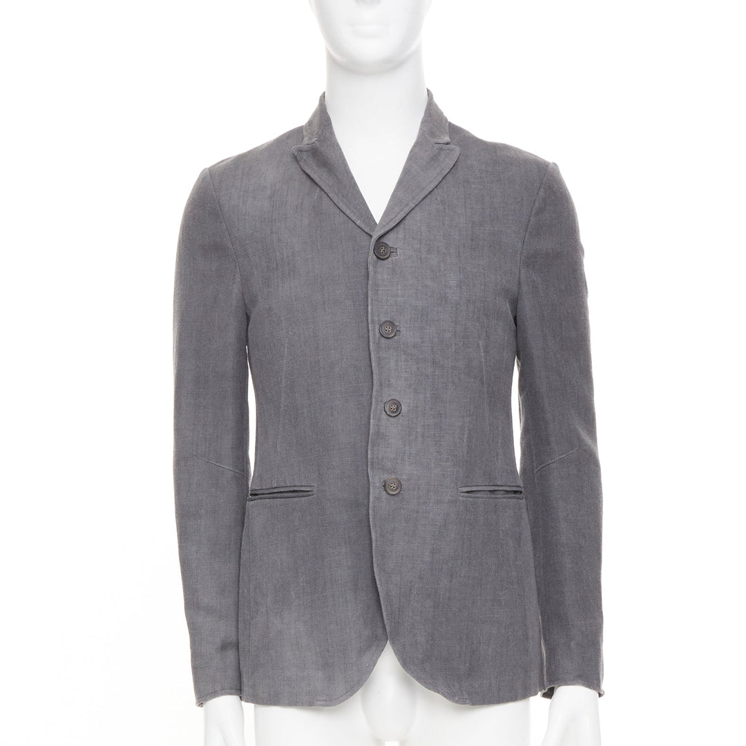 JOHN VARVATOS 2015 high break notch lapel textured button grey jacket EU44 XS