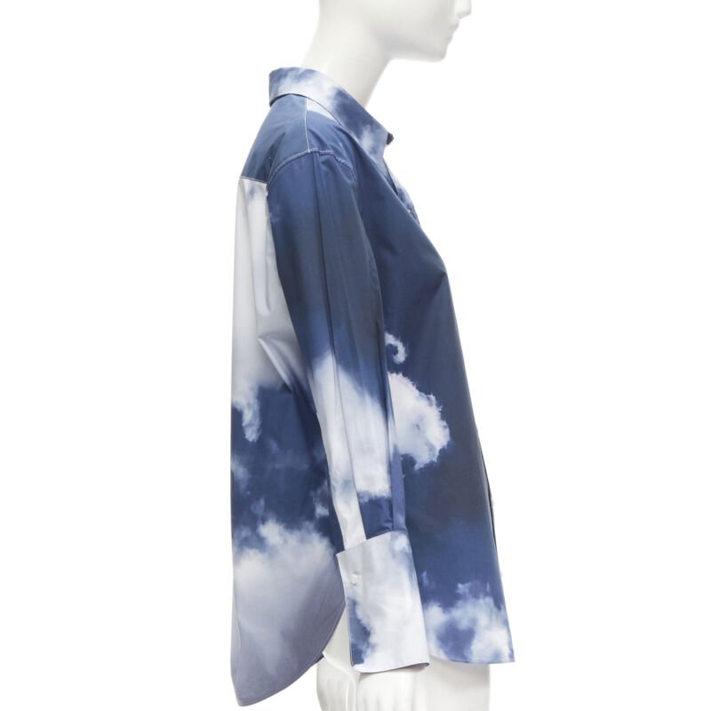 ALEXANDER MCQUEEN 2022 Sky cloud blue cotton cuff button down shirt IT38 XS