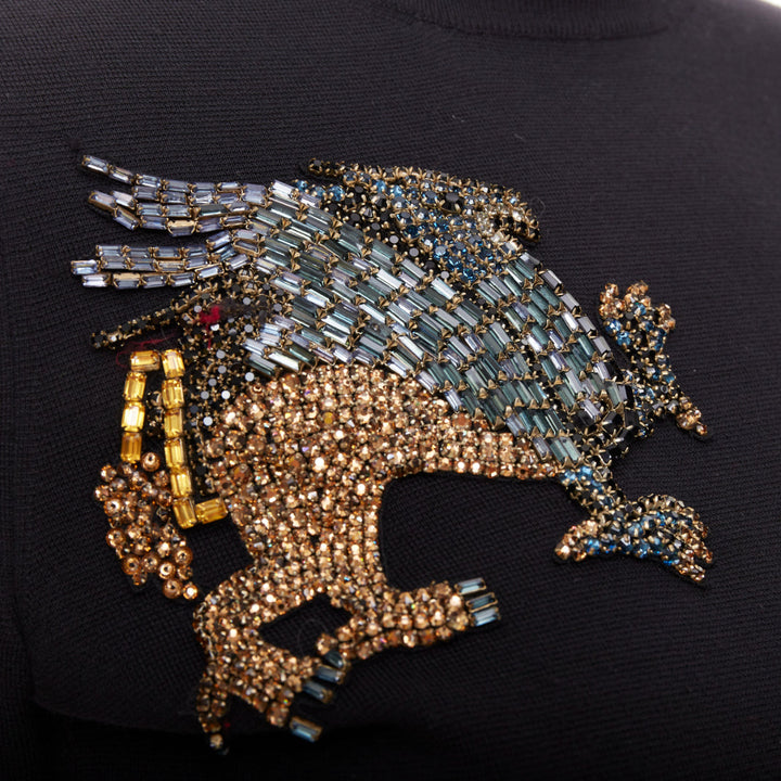 ALEXANDER MCQUEEN 2017 black wool Mythical rhinestone embellished sweater XS