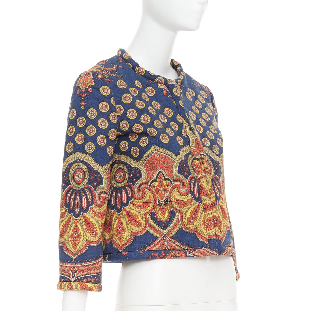 VALENTINO 2024 Paisley Medaglioni orange cotton gabardine cropped jacket IT40 S