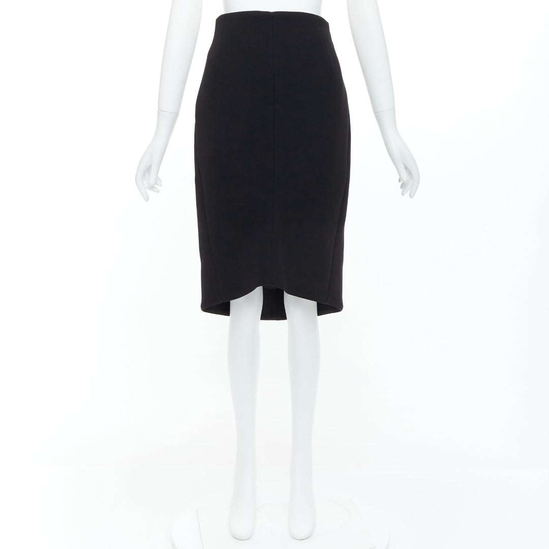 BALENCIAGA 2013 black scuba hi low waistband hem pencil skirt FR36 S