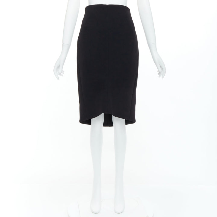 BALENCIAGA 2013 black scuba hi low waistband hem pencil skirt FR36 S