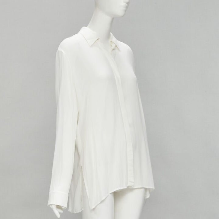 THE ROW 100% viscose white relaxed fit pleated back minimalist shirt S