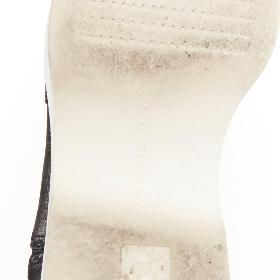 BOTTEGA VENETA black leather white midsoles perforated platform brogue shoe EU43