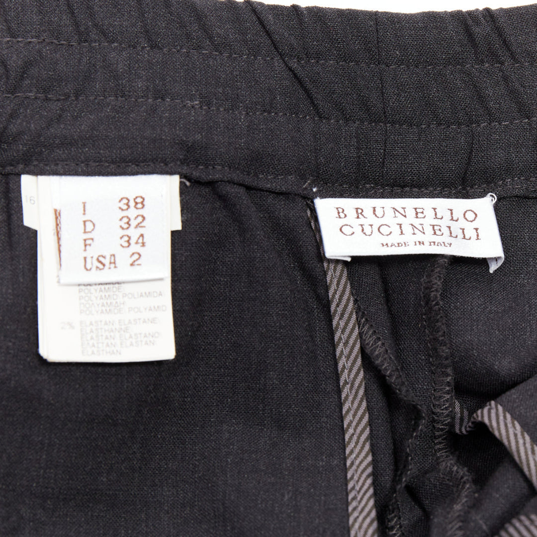 BRUNELLO CUCINELLI dark grey virgin wool blend relaxed jogger pants IT38 XS