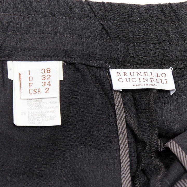BRUNELLO CUCINELLI dark grey virgin wool blend relaxed jogger pants IT38 XS