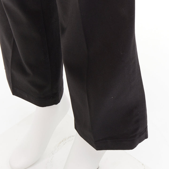 CELINE black cotton twill patch pocket mid waist straight leg cropped pants 27"