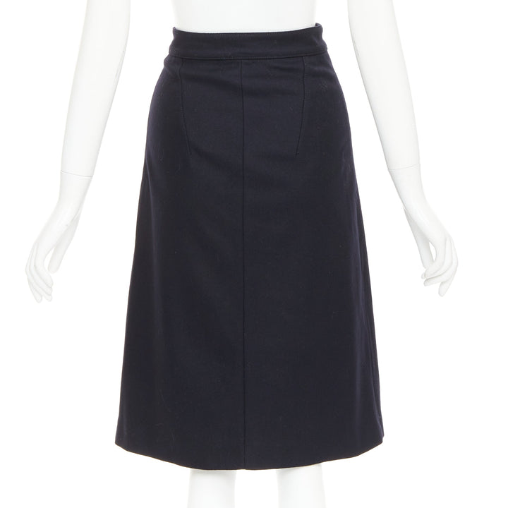 ACNE STUDIOS 2016 Panna Wool black silver asymmetric zip knee skirt FR32 XXS