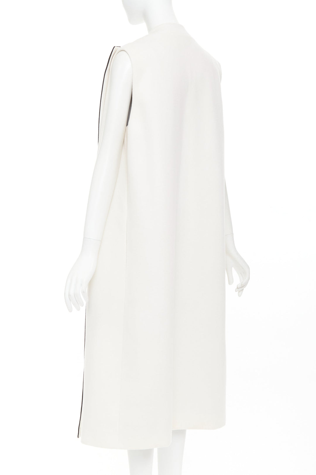 CHRISTIAN DIOR black cream double cashmere bicolor silk lined coat vest FR36 S