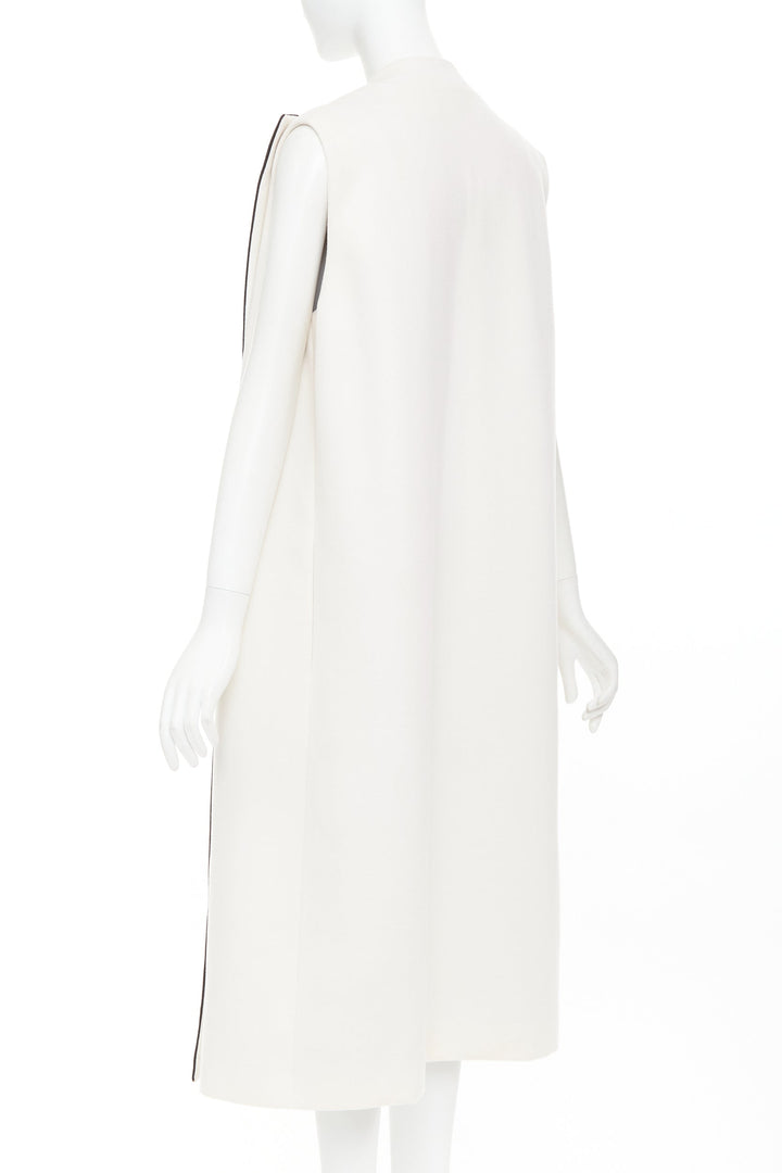 CHRISTIAN DIOR black cream double cashmere bicolor silk lined coat vest FR36 S