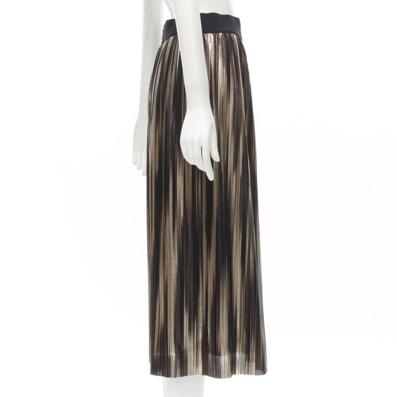 ALICE OLIVIA metallic gold pleated plisse midi skirt US8 M