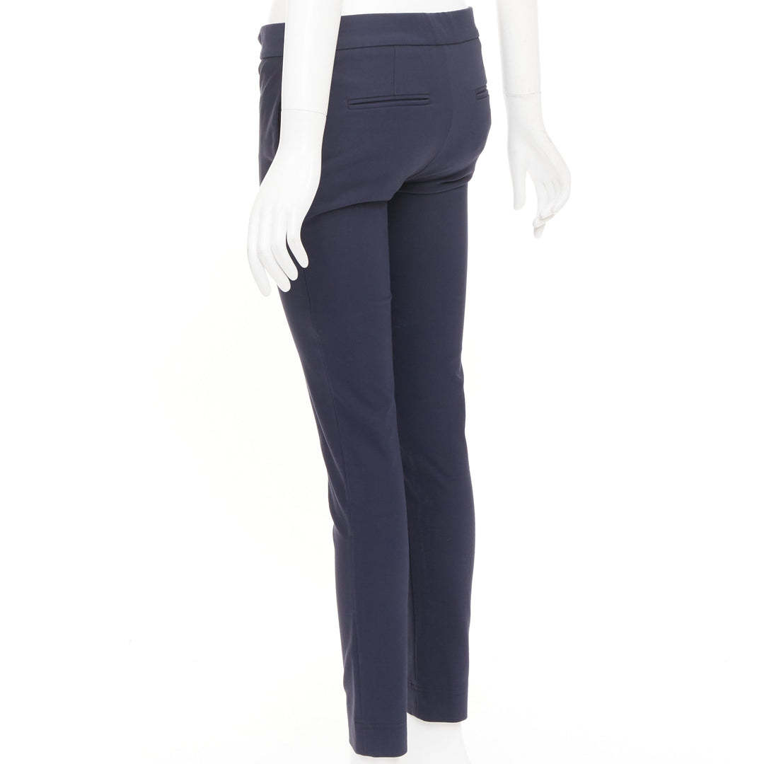 STELLA MCCARTNEY navy cotton blend zip fly tapered cigarette trousers IT 38 XS