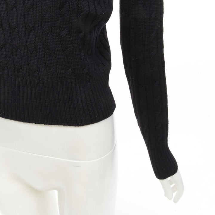 GIUSEPPE DI MORABITO black wool crystal embellished cable knit turtleneck IT38