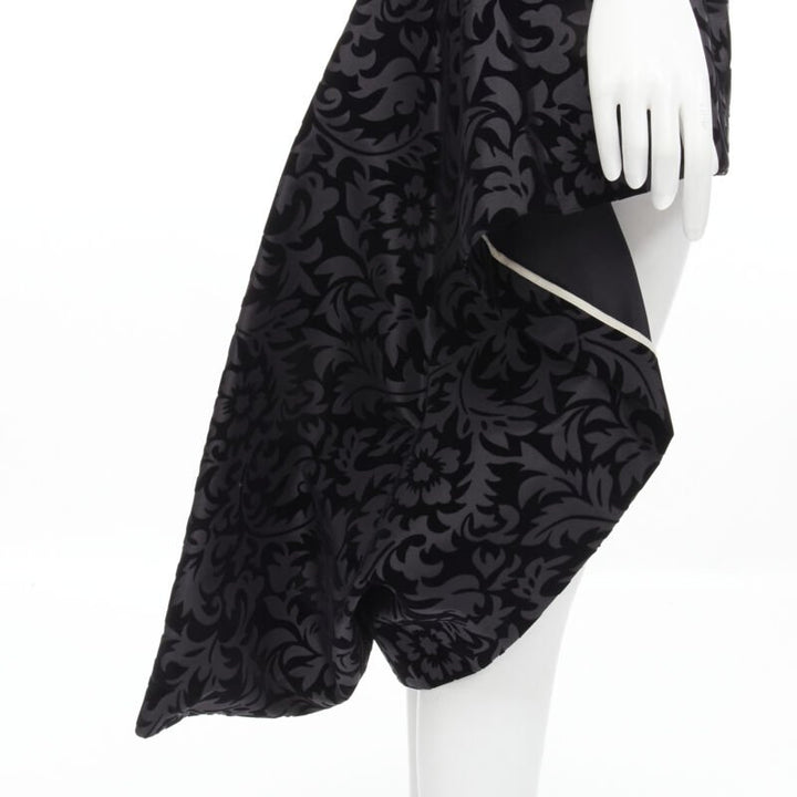 vintage COMME DES GARCONS 1996 black baroque velvet devore tail back dress M