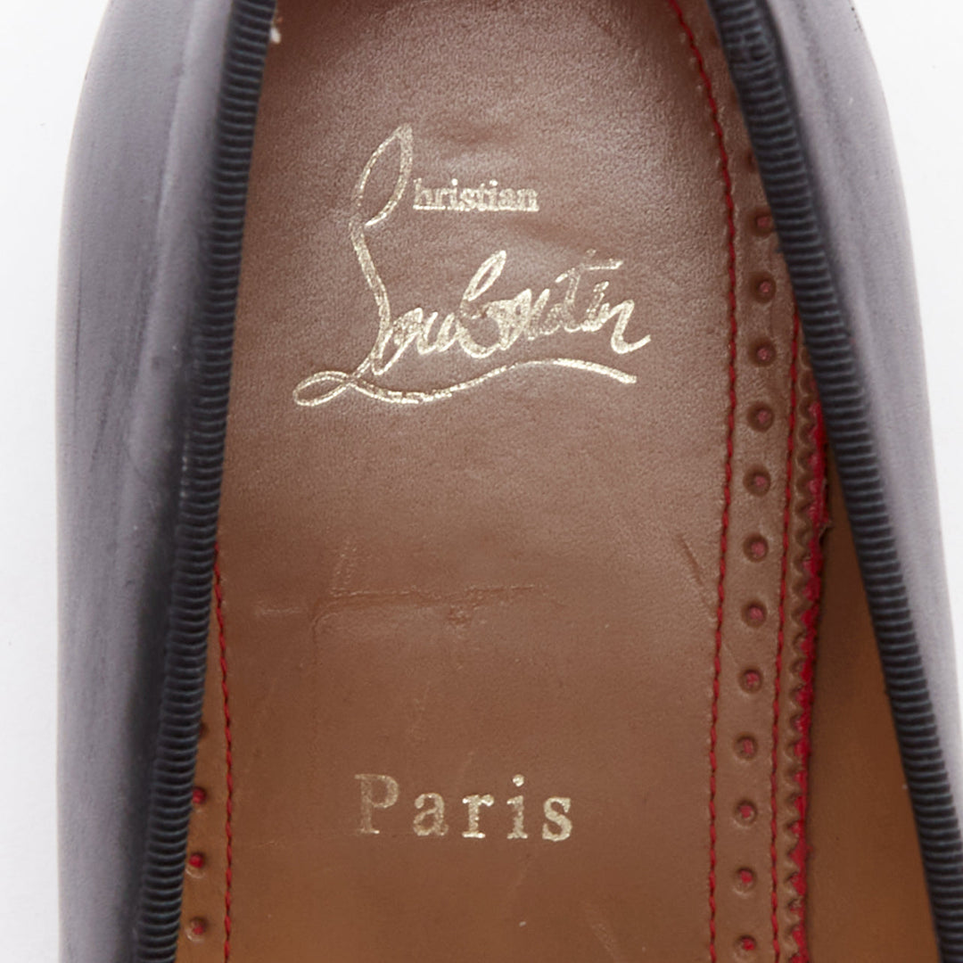 CHRISTIAN LOUBOUTIN Dandelion black tassel smooth leather loafers  EU41.5