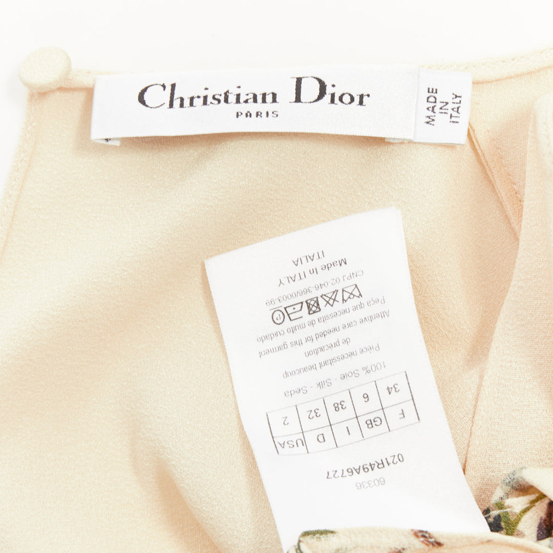 CHRISTIAN DIOR 2020 Jardin Champetre Sauvage cream silk floral dress FR34 XS