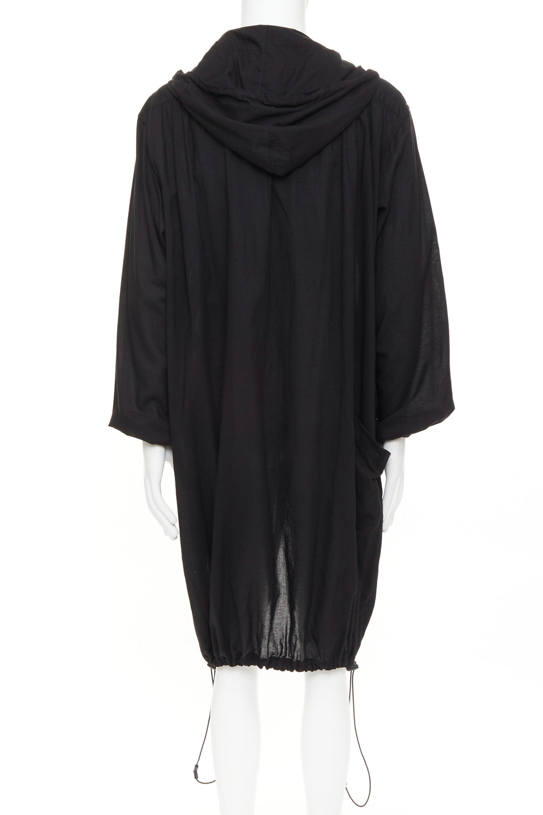 Y-3 YOHJI YAMAMOTO black hooded drawstring hem button down shirt jacket M