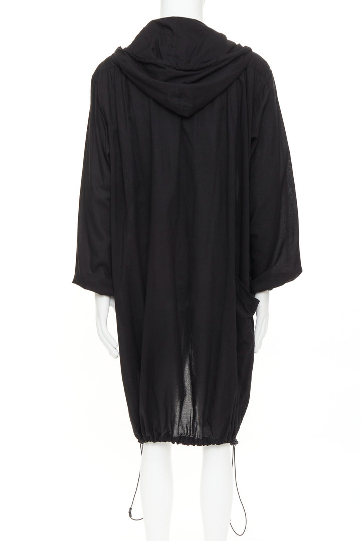 Y-3 YOHJI YAMAMOTO black hooded drawstring hem button down shirt jacket M