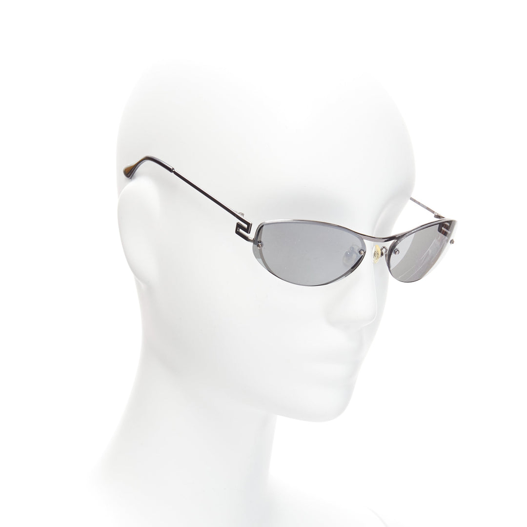 VERSACE N17 89M/247 Greca leg grey lens futuristic oval sunglasses