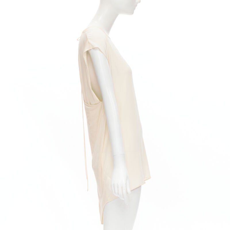 THE ROW ivory cream mixed silk modal knit wrap tie back tunic vest XS
