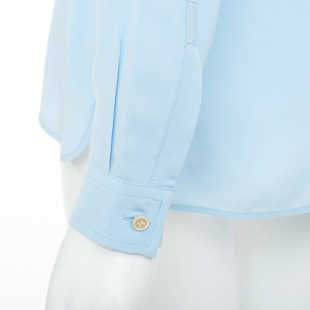 GUCCI 2015 light blue fluid button up long sleeve casual blouse shirt IT40 S