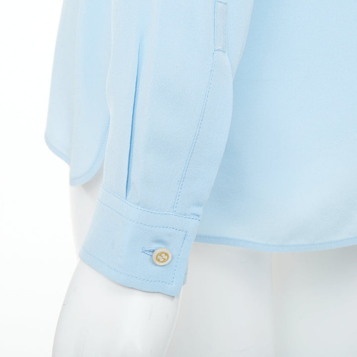 GUCCI 2015 light blue fluid button up long sleeve casual blouse shirt IT40 S