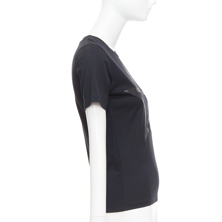 GIVENCHY black cotton star textured print fitted short sleeve tshirt S