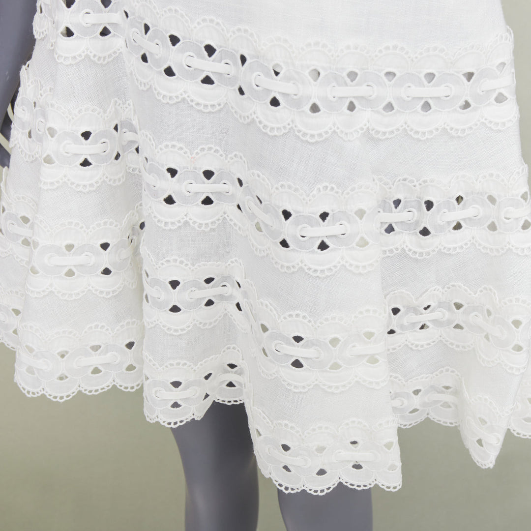 ZIMMERMANN white 100% linen embroidered anglais cotton sundress Sz.2 M