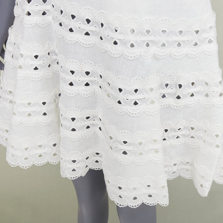 ZIMMERMANN white 100% linen embroidered anglais cotton sundress Sz.2 M