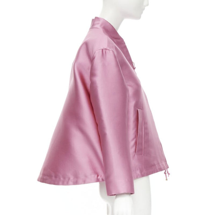 VALENTINO Sub Zero Couture pink polyester silk flared hem bomber jacket IT36 XS