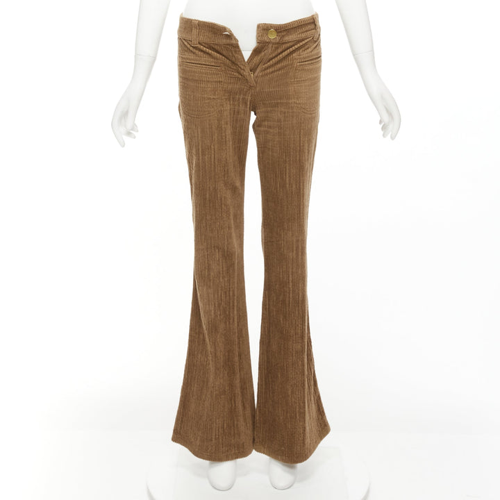 CHLOE brown cotton corduroy low waist flared pants FR34 XS