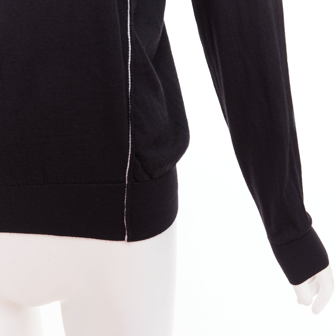 STELLA MCCARTNEY 2016 black white virgin wool silk trim long sleeve sweater
