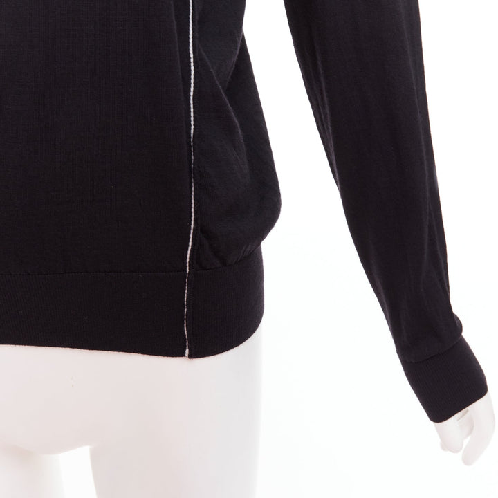 STELLA MCCARTNEY 2016 black white virgin wool silk trim long sleeve sweater