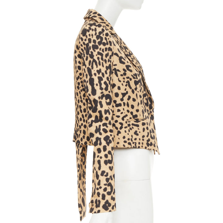 GIVENCHY 2012 leopard paneled cotton tailcoat tuxedo blazer IT36 XXS