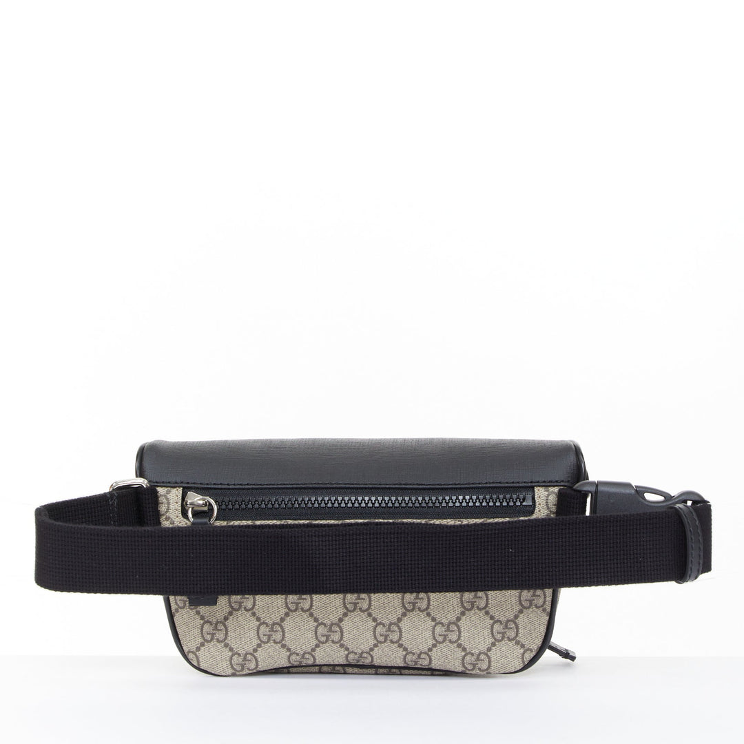 GUCCI Eden Supreme GG monogram canvas black leather belt bag