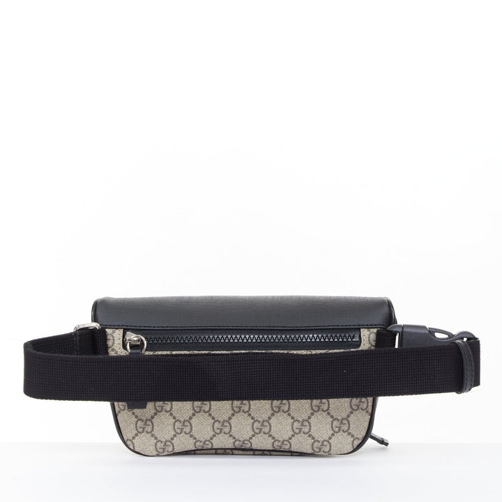 GUCCI Eden Supreme GG monogram canvas black leather belt bag