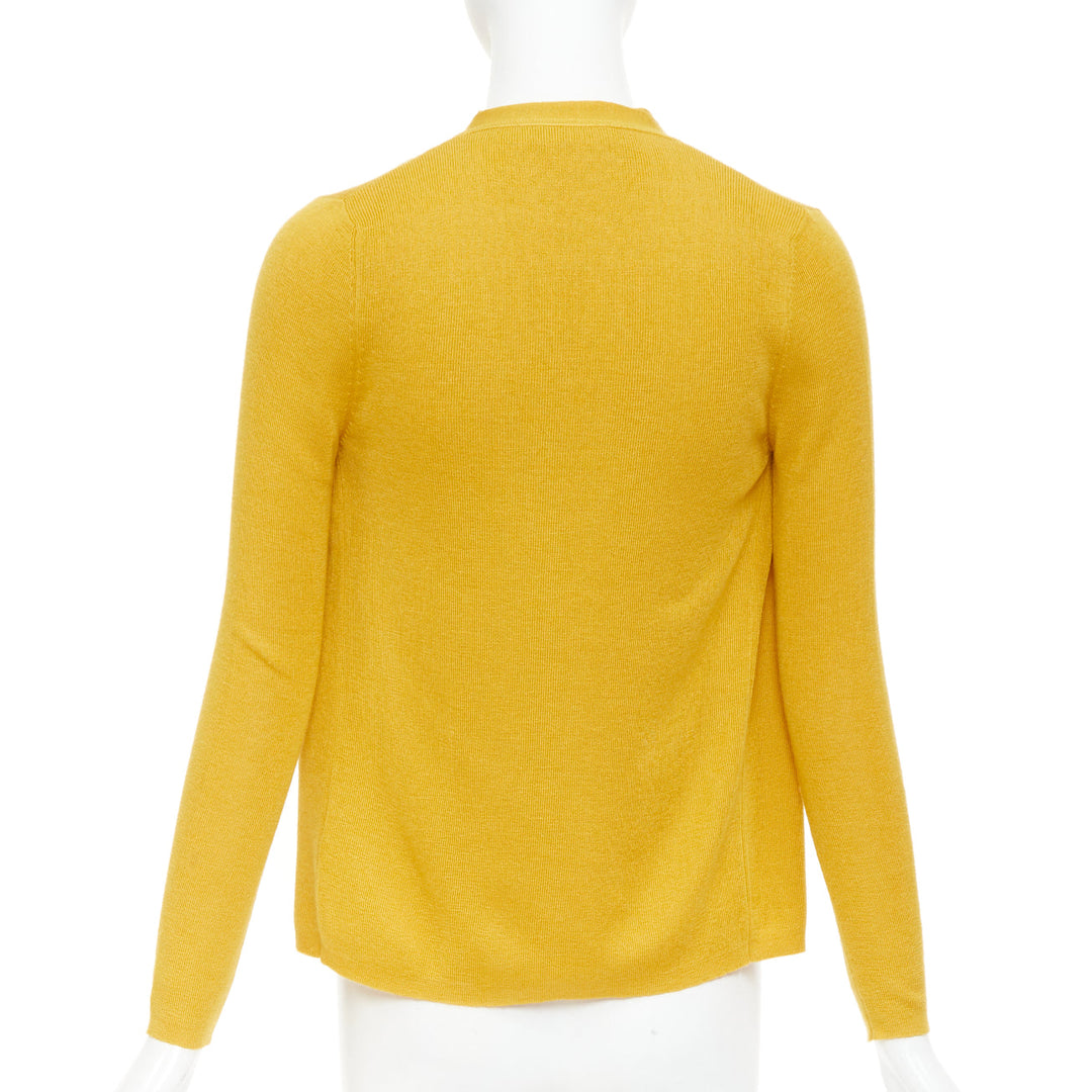 PRADA Vintage  yellow cashmere silk high neck vest cardigan sweater set IT42 M
