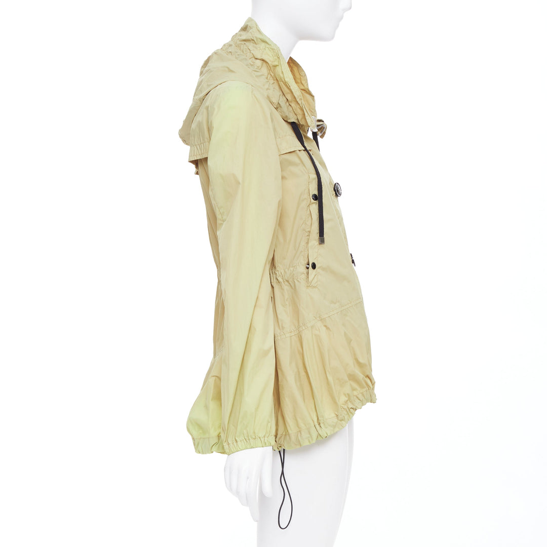 MONCLER Josette beige nylon cream logo black buttons flare windbreaker Sz.1 S